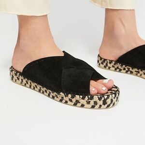 EUC Free People Suede Cross Espadrille Platform Sandal Size 38 EU - Size 8 US